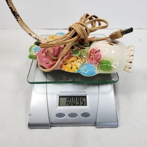 MCM Wall Light Sconce Ceramic Floral Vase Shabby Bedroom Decor Works & Bulb - Picture 9 of 9